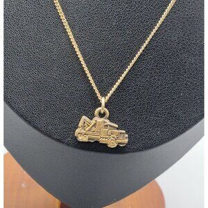 Vintage Tow Truck Pendant Necklace Gold Tone Heavy Duty Equipment Casual Wear